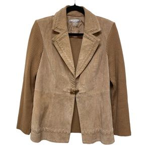 Women’s Petites M Peter Nygard Suede Leather Western Braided Jacket